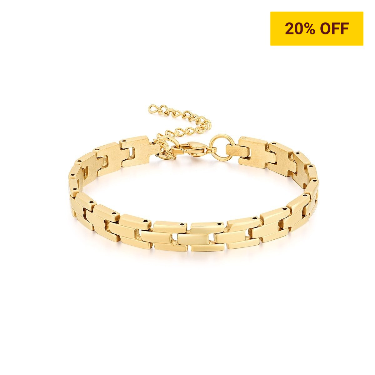 Chunky Chain Link Bracelet in Worn Gold - Evelie Blu Boutique