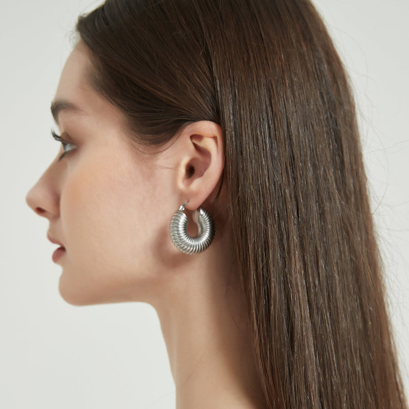 Ella Hoop Earrings Silver - BYOUJEWELRY