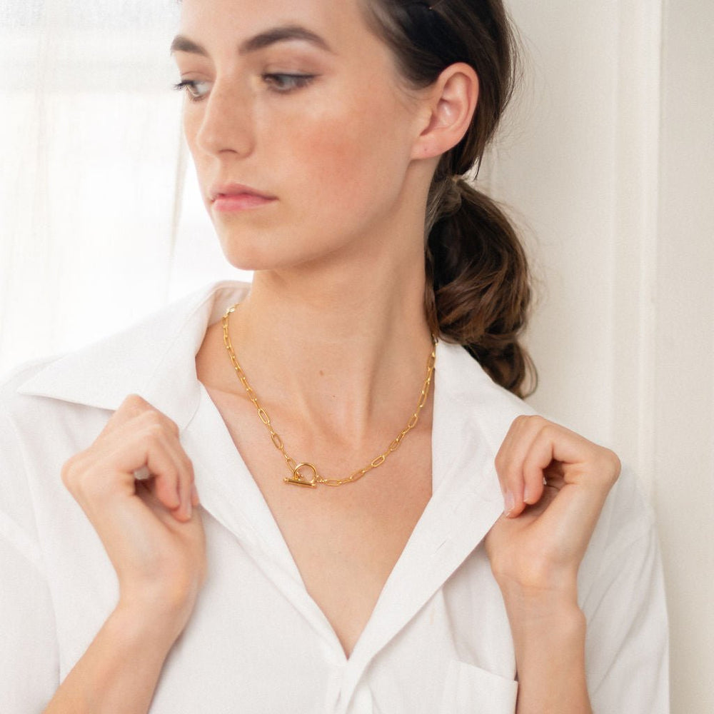 Felice ✨ BYOU Jewelry - Félice Gold PaperClip Chain Link Necklace – BYOUJEWELRY