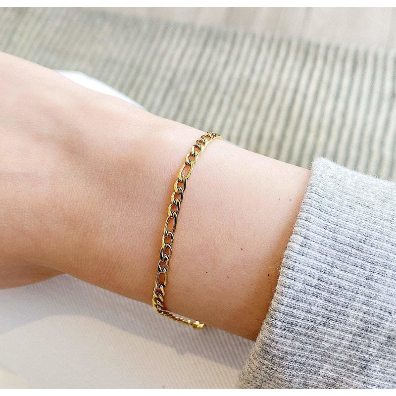 Gold Figaro Bracelet - BYOUJEWELRY