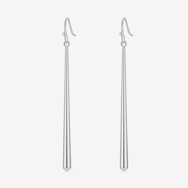 Long Silver Chain Drop Earrings In Sterling Silver